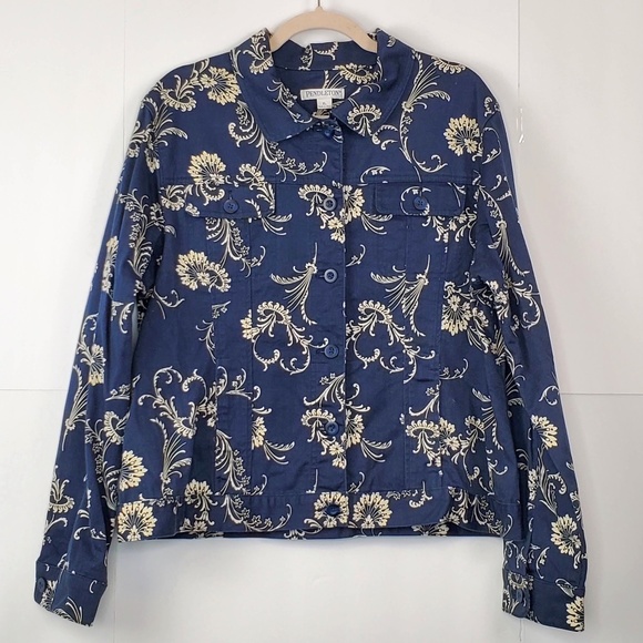 Pendleton Jackets & Blazers - Pendleton Blue & Cream Floral Print Jacket